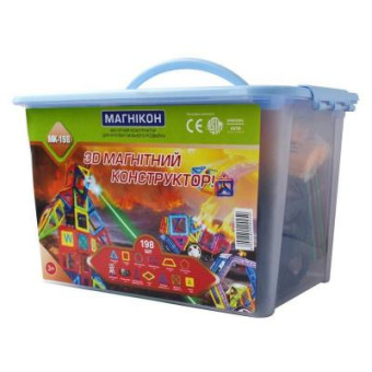 Изображение Конструктор Магнікон Конструктор  198 деталей Plastic box (MK-198)