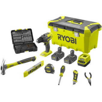 Изображение Шуруповерт Ryobi R18PD3-220TAH, ONE  18В, ударна, з набором ручного інструменту та оснащенням, з to
