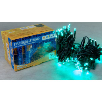 Изображение Гирлянда Delux String 100LED IP44 EN 10 м Зелений/чорний (90016599)