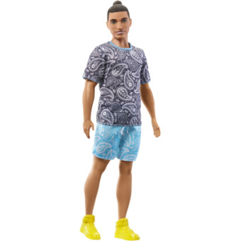 Изображение Лялька Barbie Fashionistas Кен у футболці з візерунком пейслі (HPF80)