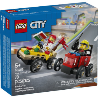 Зображення Конструктор Lego City Піца-авто проти пожежної машини Набір перегонів (60458)