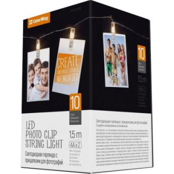 Изображение Гирлянда Colorway 10 LED, 1.5м, гирлянда с прищепками (CW-LCP-10L15B)