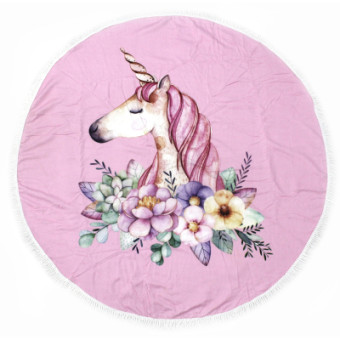 Зображення Рушник MirSon пляжное №5076 Summer Time Pink Unicorn Girl 150x150 см (2200003947847)