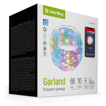 Изображение Гирлянда Colorway Smart LED RGB WiFi Bluetooth 10M 66LED IP65 (CW-GS-66L10UMC)