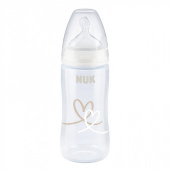 Зображення Пляшечка для годування Nuk Бутылочка для кормления  First Choice Plus Сердца 300 мл Бежевая (3952398)