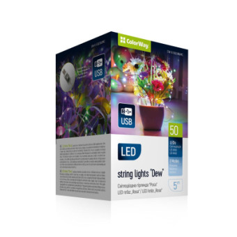 Уцінка * Гирлянда Colorway Роса LED 50 5 м 8 функцій різнокольорова USB (CW-G-50L5NUMC)