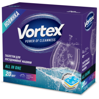 Зображення Таблетки для посудомийок Vortex All in 1 20 шт. (4823071618587)