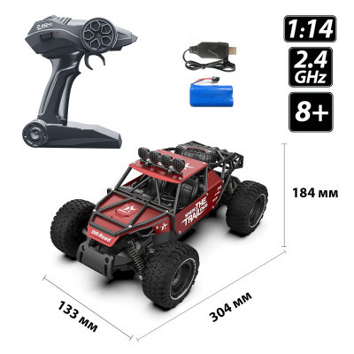 Радіокерована іграшка Sulong Toys OFF-ROAD CRAWLER – RACE (матовый красный, металл. корпус, аккум.6V, 1:14) фото №4