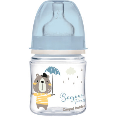 Пляшечка для годування Canpol babies Бутылочка для кормления  Bonjour Paris с широким отверстием 120 мл Синяя (35/231_blu)