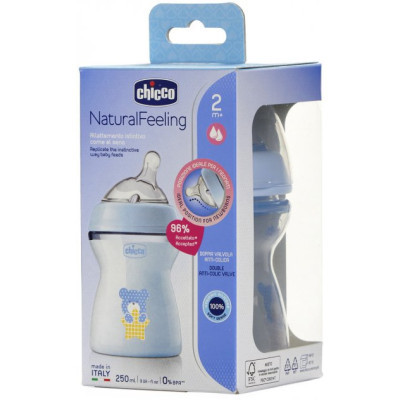 Пляшечка для годування Chicco Бутылочка для кормления  Natural Feeling Color 250 мл  2 мес Голубая (81323.20) фото №8