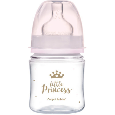 Пляшечка для годування Canpol babies Бутылочка для кормления  Royal Baby с широким отверстием 120 мл Розовая (35/233_pin)