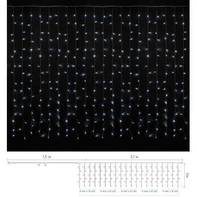 Гірлянда Delux Curtain С 320LED 3х3 м білий/прозорий IP20 (90017998) фото №2