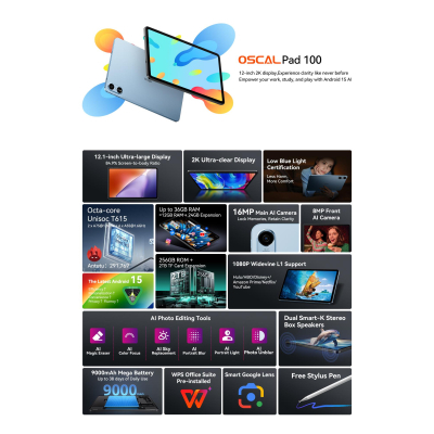 Планшет Oscal Pad 100 12.0" 6/256GB 4G (LTE) Sky Blue (6931548326335) фото №8