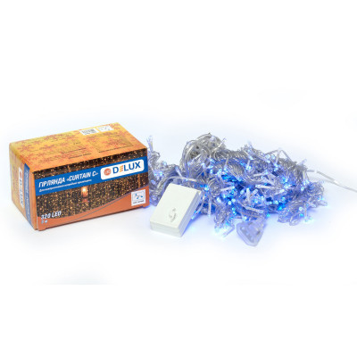 Гирлянда Delux Curtain С 320LED 3х3 м синій/прозорий IP20 (90017999)