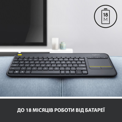 Клавиатура Logitech K400 Plus Touch Wireless UA Black (920-007145) фото №7