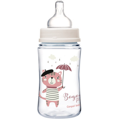 Пляшечка для годування Canpol babies Бутылочка для кормления  Bonjour Paris с широким отверстием 240 мл Розовая (35/232_pin) фото №3