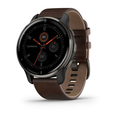 Smart годинник Garmin Venu 2 Plus, Black   Slate, Leather, GPS (010-02496-15)