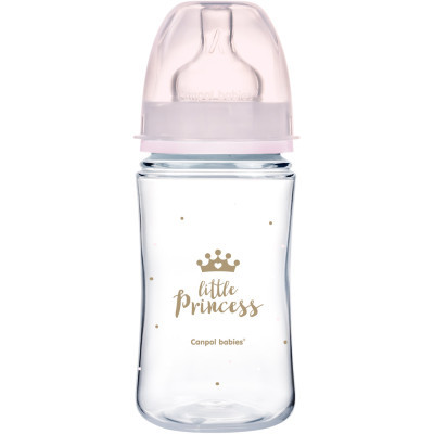 Пляшечка для годування Canpol babies Бутылочка для кормления  Royal Baby с широким отверстием 240 мл Розовая (35/234_pin)