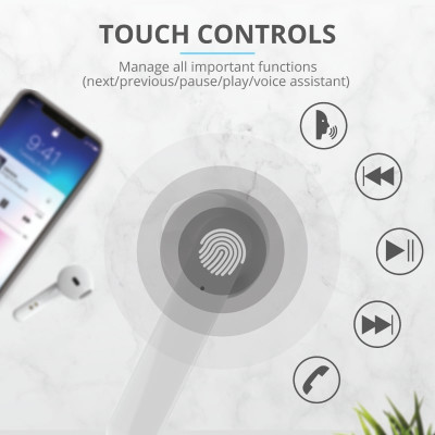 Навушники Trust Primo Touch True Wireless Mic White (23783) фото №11