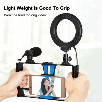 Набір блогера PULUZ 4in1 (ring light, mount, phone holder, microphone) (PKT3025L) фото №4