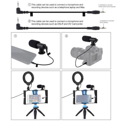 Набір блогера PULUZ 4in1 (ring light, mount, phone holder, microphone) (PKT3025L) фото №5