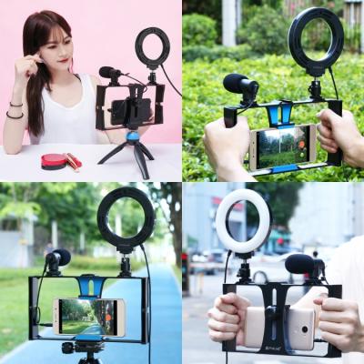 Набір блогера PULUZ 4in1 (ring light, mount, phone holder, microphone) (PKT3025L) фото №8