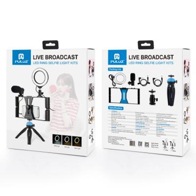 Набір блогера PULUZ 4in1 (ring light, mount, phone holder, microphone) (PKT3025L) фото №9