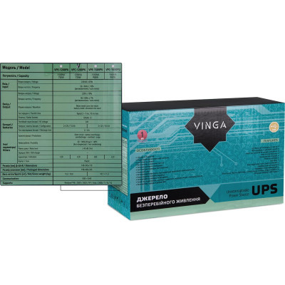 Джерело безперебійного живлення Vinga LCD 1200VA plastic case with USB (VPC-1200PU) фото №12