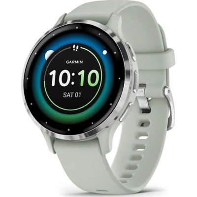Смарт-годинник Garmin Venu 3S Silver Stainless Steel Bezel with Sage Gray Case and Silicone Band (010-02785-01)