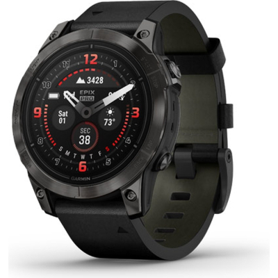 Смарт-часы Garmin Epix Pro Gen 2 Sapphire Edition 47 мм Carbon Grey DLC Titanium with Black Leather Band (010-02803-30)