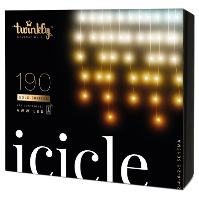 Гірлянда Twinkly Smart LED Icicle AWW 190, BT   WiFi, Gen II, IP44 кабель про (TWI190GOP-TEU)