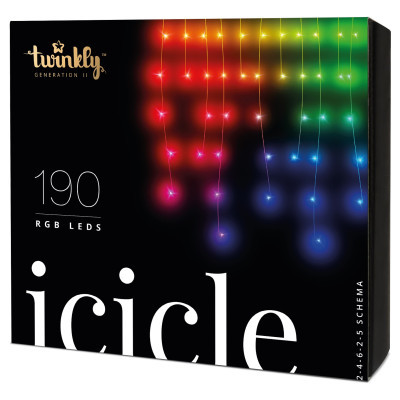 Гірлянда Twinkly Smart LED Icicle RGB 190, BT   WiFi, Gen II, IP44 кабель про (TWI190STP-TEU)