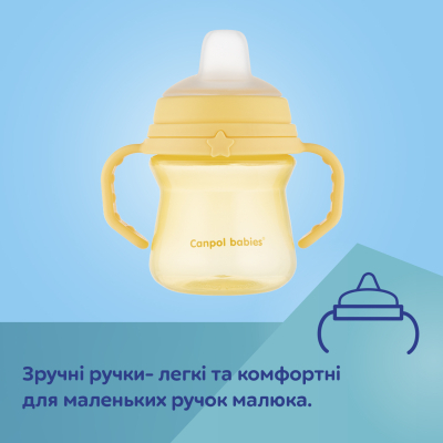 Пляшечка для годування Canpol babies Поильник-непроливайка  с силиконовым носиком FirstCup 250 мл Желтая (56/615_yel) фото №8