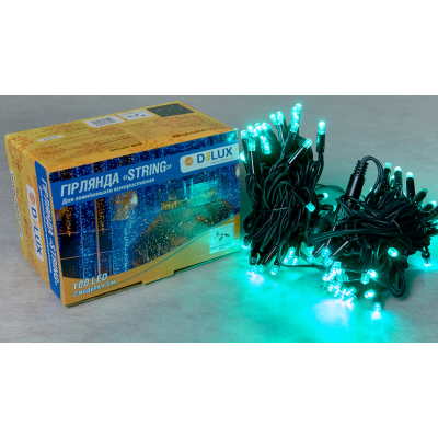 Гирлянда Delux String 100LED IP44 EN 10 м Зелений/чорний (90016599)