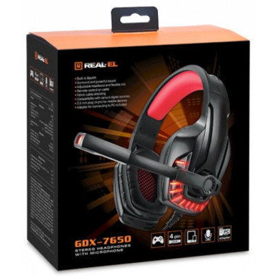 Навушники REAL-EL GDX-7650 Black-Red фото №11