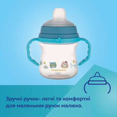 Пляшечка для годування Canpol babies Поильник-непроливайка  Bonjour Paris с силиконовым носиком FirstCup 250 мл Голубая (56/613_blu) фото №9