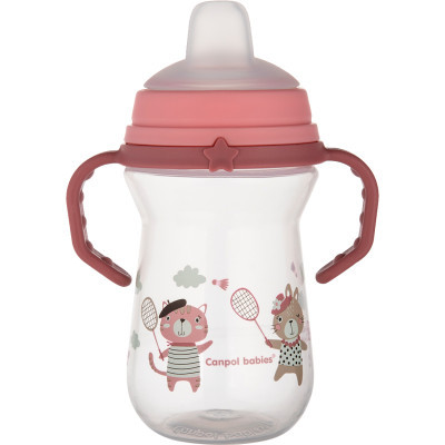 Пляшечка для годування Canpol babies Поильник-непроливайка  Bonjour Paris с силиконовым носиком FirstCup 250 мл Розовая (56/613_pin)