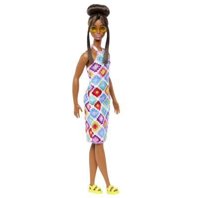Лялька Barbie Fashionistas в сукні з візерунком у ромб (HJT07)