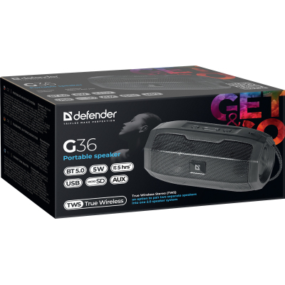 Портативна колонка Defender G36 5Вт FM/microSD/USB Black (65036) фото №6