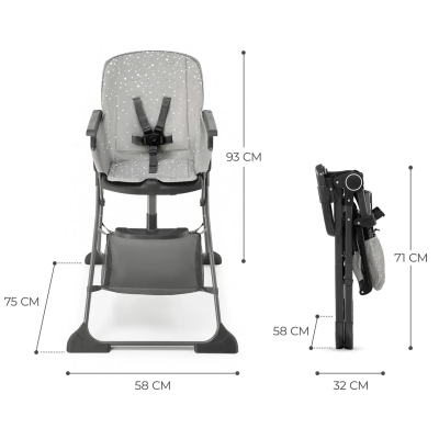 Стільчик для годування Kinderkraft Foldee Grey (5902533922437) фото №9
