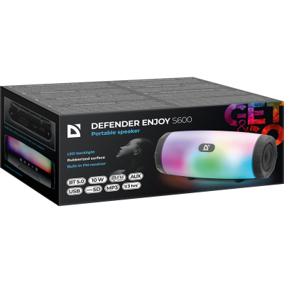 Портативна колонка Defender Enjoy S600 10Вт Light/FM/microSD/USB Black (65603) фото №5
