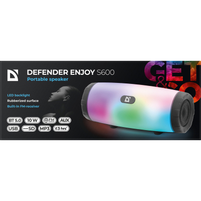 Портативна колонка Defender Enjoy S600 10Вт Light/FM/microSD/USB Black (65603) фото №6