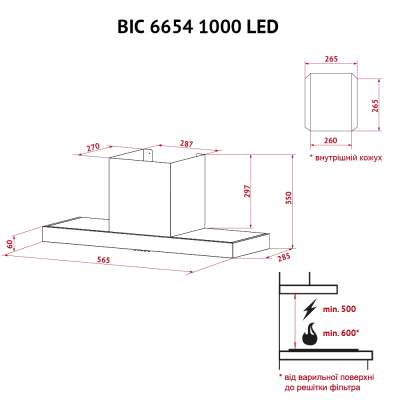 Вытяжки Perfelli BIC 6654 I 1000 LED фото №10