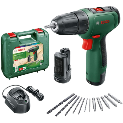 Шуруповерт Bosch 0.603.9D3.007 EasyDrill 1200, 12В, 2х1.5Ач, 30Нм, набір свердл і біт, 0.94кг, кейс фото №2