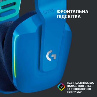 Навушники Logitech G733 Lightspeed Wireless RGB Gaming Headset Blue (981-000943) фото №4