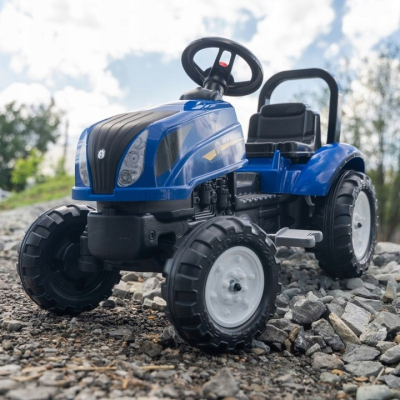Електромобіль дитячий Falk New Holland трактор на педалях з причепом Синій (3080AB) фото №3