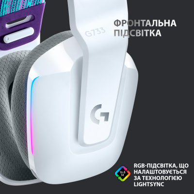 Навушники Logitech G733 Lightspeed Wireless RGB Gaming Headset White (981-000883) фото №4