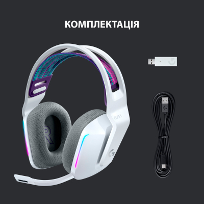 Навушники Logitech G733 Lightspeed Wireless RGB Gaming Headset White (981-000883) фото №6