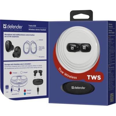 Наушники Defender Twins 635 TWS Bluetooth Black (63635) фото №5