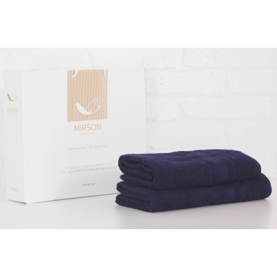 Рушник MirSon набор банных №5073 Elite SoftNess Darkblue 50х90, 70х140 (2200003183115)